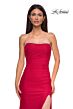 La Femme 32931 Rhinestone Neckline Strapless Lace-Up Dress