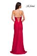 La Femme 32931 Rhinestone Neckline Strapless Lace-Up Dress
