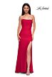 La Femme 32931 Rhinestone Neckline Strapless Lace-Up Dress