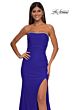 La Femme 32931 Rhinestone Neckline Strapless Lace-Up Dress