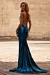 La Femme 32932 Bare Back Ruched Metallic Dress