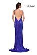 La Femme 32932 Bare Back Ruched Metallic Dress