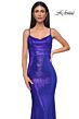 La Femme 32932 Bare Back Ruched Metallic Dress