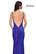 La Femme 32932 Bare Back Ruched Metallic Dress
