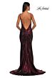 La Femme 32932 Bare Back Ruched Metallic Dress
