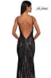 La Femme 32932 Bare Back Ruched Metallic Dress