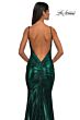 La Femme 32932 Bare Back Ruched Metallic Dress