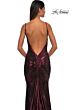 La Femme 32932 Bare Back Ruched Metallic Dress
