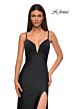 La Femme 32938 Plunging Neckline Ruched Top Dress