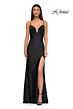 La Femme 32938 Plunging Neckline Ruched Top Dress