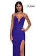 La Femme 32938 Plunging Neckline Ruched Top Dress