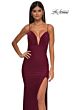 La Femme 32938 Plunging Neckline Ruched Top Dress