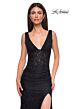 La Femme 32943 Square Back V-Neck Beaded Lace Dress