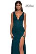 La Femme 32943 Square Back V-Neck Beaded Lace Dress