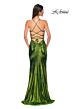 La Femme 32945 Lace-Up Back Ruched Metallic Dress