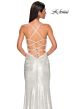 La Femme 32945 Lace-Up Back Ruched Metallic Dress