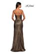 La Femme 32946 Ruched Top Strapless Metallic Dress