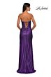 La Femme 32946 Ruched Top Strapless Metallic Dress
