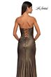 La Femme 32946 Ruched Top Strapless Metallic Dress