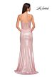 La Femme 32951 Pleated Corset Metallic Skirt Dress