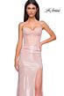 La Femme 32951 Pleated Corset Metallic Skirt Dress