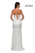 La Femme 32952 Ruched Satin Strapless Lace-Up Dress