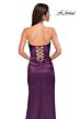 La Femme 32952 Ruched Satin Strapless Lace-Up Dress