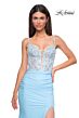 La Femme 32957 Floral Corset Slit Skirt Dress