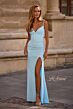 La Femme 32962 Sheer Back Spaghetti Straps Corset Dress