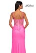 La Femme 32962 Sheer Back Spaghetti Straps Corset Dress