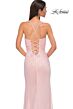 La Femme 32964 Ruched Bodice Lace-Up Metallic Dress