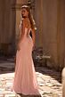 La Femme 32964 Ruched Bodice Lace-Up Metallic Dress