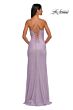 La Femme 32964 Ruched Bodice Lace-Up Metallic Dress