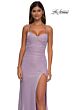 La Femme 32964 Ruched Bodice Lace-Up Metallic Dress