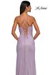 La Femme 32964 Ruched Bodice Lace-Up Metallic Dress