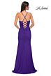 La Femme 32966 Mesh Corset High Slit Lace-Up Dress