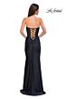 La Femme 32971 Ruched Corset Strapless Lace-Up Dress