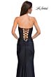 La Femme 32971 Ruched Corset Strapless Lace-Up Dress