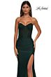 La Femme 32971 Ruched Corset Strapless Lace-Up Dress