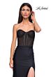 La Femme 32971 Ruched Corset Strapless Lace-Up Dress
