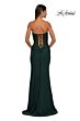 La Femme 32971 Ruched Corset Strapless Lace-Up Dress