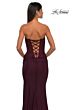 La Femme 32971 Ruched Corset Strapless Lace-Up Dress