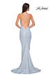 La Femme 32973 Criss Cross Back Ruched Metallic Dress