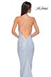La Femme 32973 Criss Cross Back Ruched Metallic Dress