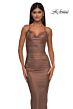 La Femme 32973 Criss Cross Back Ruched Metallic Dress