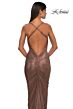 La Femme 32973 Criss Cross Back Ruched Metallic Dress