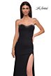 La Femme 32975 Rhinestone Neckline High Slit Lace-Up Dress