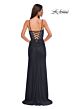 La Femme 32977 Surplice Top High Slit Lace-Up Dress