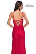 La Femme 32977 Surplice Top High Slit Lace-Up Dress