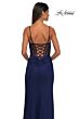 La Femme 32977 Surplice Top High Slit Lace-Up Dress